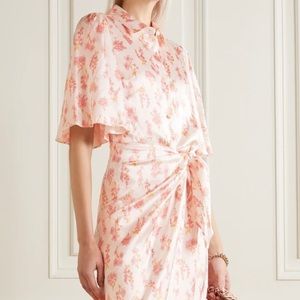 Les Reveries Silk Floral Wrap Midi Dress